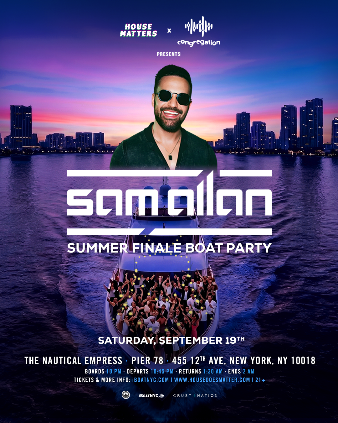 House Music Boat Party: SAM ALLAN - Congregation Summer Yacht Party NYC